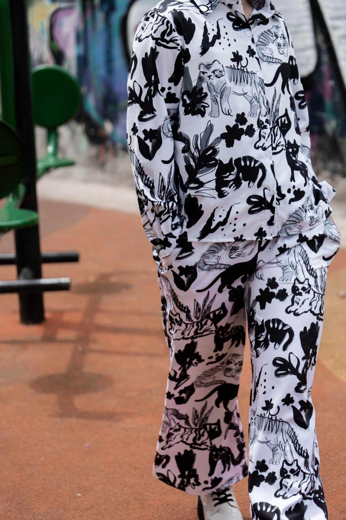 Pantalón palazzo Gatos y Flores - TRAZOS